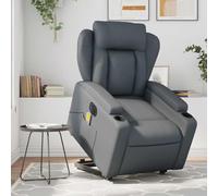 ULUYYUC Fauteuil inclinable massant Gris Similicuir 77x94,5x100 cm avec Repose-Pied électrique, 6 Points de Vibration, Porte-gobelets, Fauteuil Relax Salon Chambre Jusqu’à 110 kg