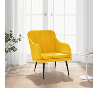 ULUYYUC Fauteuil Jaune Velours 63x76x80 cm, Design Moderne avec Dossier Rembourré, Cadre Métal Stable, Chaise Salon Confortable pour Chambre ou Bureau, Accoudoirs Doux
