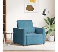 ULUYYUC Fauteuil lit 3-en-1 Convertible Bleu Velours 90 x 165 x 87 cm Dossier réglable Structure Acier avec Roues Modernes et Confortables pour Salon Chambre Studio