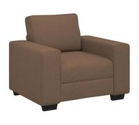 ULUYYUC Fauteuil marron 100 x 77 x 82 cm, fauteuil rembourré en tissu avec structure robuste en métal et bois, fauteuil de salon moderne avec accoudoirs larges, fauteuil simple pour salon, bureau et