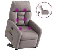 ULUYYUC Fauteuil Massage électrique Taupe 72x90x99 cm, Moteurs Levage/Inclinaison 135°, 6 Vibrations, Polyester Respirant, Porte-gobelet, Poche, Salon/Chambre