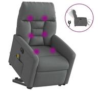 ULUYYUC Fauteuil Massage Gris 72×90×99 cm, Inclinaison 135°, 6 Vibrations, Tissu Respirant, Repose-Pied, Porte-gobelet, Salon/Chambre/Bureau