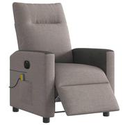 ULUYYUC Fauteuil Massage inclinable Taupe 69x86x100 cm, 6 Vibrations, Repose-Pied réglable, Tissu Polyester Respirant