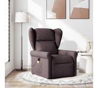 ULUYYUC Fauteuil Massage Marron 72,5x87x100,5 cm, 6 Vibrations, Dossier 135°, Polyester Respirant, Poche, Bois/métal