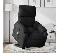 ULUYYUC Fauteuil Massage Noir Microfibre 75×89,5×103,5 cm, Inclinaison 135°, 6 Vibrations, Repose-Pieds, Bois-métal, 110 kg, Poche latérale, Salon/Chambre/Bureau