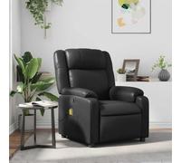 ULUYYUC Fauteuil Massage Noir Similicuir 77x95x99 cm, 6 Vibrations, Inclinaison 135°, Cadre Bois-Métal, Poche, Repose-Pieds Manuel, Salon/Chambre/Bureau