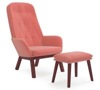 ULUYYUC Fauteuil relax avec tabouret, en velours, rose, ensemble de salon | Fauteuil rembourré confortable avec repose-pieds en velours doux et pieds en bois solides pour votre chambre ou coin lecture.