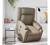 ULUYYUC Fauteuil Relax Coiffeuse Cappuccino 77 x 95 x 99 cm Similicuir massant 6 Points inclinable 135° pour Salle à Manger Salon Chambre Design Robuste