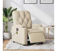 ULUYYUC Fauteuil Relax électrique crème massant 135° inclinable 74×86,5×93,5 cm Polyester Respirant, Porte-gobelet, Poche latérale, Moteur 24 V, 110 kg, Salon/Chambre