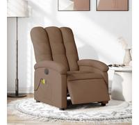 ULUYYUC Fauteuil Relax électrique Marron Tissu 70x93x101 cm Inclinaison 135° 6 Massages Repose-Pied Poche latérale Bois-métal