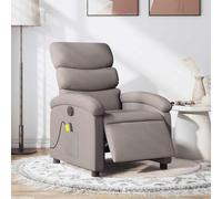 ULUYYUC Fauteuil Relax électrique Taupe 70x92x99,5 cm, 6 Massages, Polyester Respirant, Bois-métal, Poche latérale