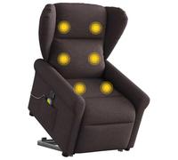 ULUYYUC Fauteuil Relax Marron foncé 72,5x87x100,5 cm en Tissu Polyester avec Massage par Vibrations et Levage électrique 135°, Confortable pour Salon ou Chambre