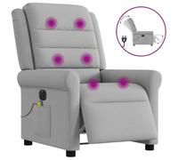 ULUYYUC Fauteuil Relax Massant Inclinable Gris Nuage 73x91,5x102,5 cm Tissu Polyester Moteur Silencieux 135° USB 6 Zones Salon Chambre Bureau