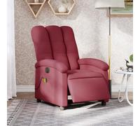 ULUYYUC Fauteuil Rouge Bordeaux électrique 70x93x101 cm, 6 Massages, Repose-Pied, Tissu Respirant, Bois+métal, Salon/Chambre/Bureau