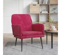 ULUYYUC Fauteuil Rouge Bordeaux en Velours 62x79x79 cm, Cadre Métal Robuste, Assise Profonde 40 cm, Accoudoirs 59 cm, Confortable pour Salon et Chambre