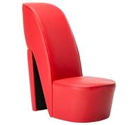 ULUYYUC Fauteuil Rouge Talon Haut 43x82,5x85,5 cm Similicuir Moderne Chaise Design Salon Chambre Coiffeuse 110 kg Structure Légère Montage Simple pour Intérieur