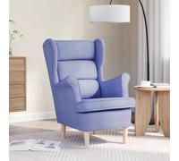 ULUYYUC Fauteuil Salon Confortable Bleu Jean 74x84x100 cm Polyester et hévéa Massif, Rembourrage Mousse, accoudoirs 63 cm, 110 kg Max, Look Vintage pour Salon Chambre Bureau