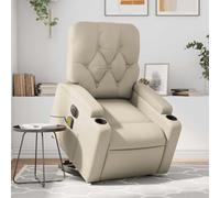 ULUYYUC Fauteuil Salon Relax électrique crème Similicuir 74x86,5x93,5 cm massant inclinable 135° avec Repose-Pieds Bois-métal 110 kg pour Living et Chambre