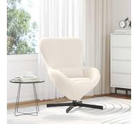 ULUYYUC Fauteuil œuf crème pivotant 63x73x90 cm, Tissu Laine bou Doux, Structure Acier, Salon Chambre détente Design