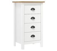 ULUYYUC Hill Buffet Blanc 46x35x80 cm Bois de Pin Solide avec 4 Tiroirs Coulissants Modernes Design Compact pour Cuisine Salle à Manger Salon Bureau et Chambre