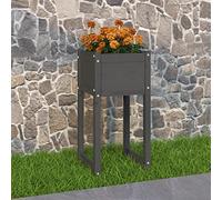 ULUYYUC Jardinière surélevée pour balcon - Gris - 40 x 40 x 81 cm - En bois de pin massif - Avec cadre solide - Design peu encombrant - Pour balcon, terrasse, jardin