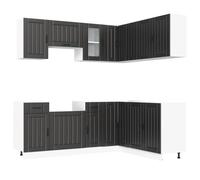 ULUYYUC Kalmar Armoire multi-usages en matériau dérivé du bois pour bar, atelier, cuisine, salle de bain 11 pièces Noir