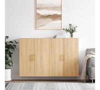 ULUYYUC Lot 2 armoires murales chêne Sonoma 69,5x34x90 cm en Bois d'ingénierie Design élégant et Solide offrant Grand Rangement Cuisine Salon Bureau et Chambre, Montage Mural Gain de Place