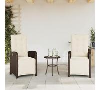 ULUYYUC Lot 2 Chaises de Jardin Inclinables en Résine Tressée Marron 57x61x93 cm avec Repose-Pied Pliant, Coussin Épais 4 cm, Fauteuil Relax Exterieur Terrasse Balcon Camping 110 kg