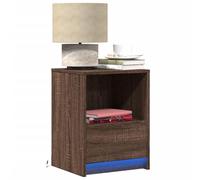 ULUYYUC Lot 2 Tables de Chevet Chêne Marron 38 x 34 x 50 cm en Bois d'Ingénierie avec Tiroir et LED RVB Intégrées, Table de Nuit Moderne & Rangement Chambre ou Salon