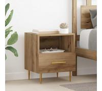 ULUYYUC Lot 2 Tables de Chevet Marron en Bois d'ingénierie 40x35x47,5 cm avec tiroir, Design Moderne à Pattes effilées, Station de Rangement Polyvalente pour Chambre et Salon