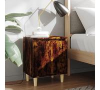 ULUYYUC Lot 2 Tables de Chevet scandinaves 40x30x50 cm chêne fumé Pieds Bois Eucalyptus Solide Espace Rangement intégré Montage réversible pour Chambre Salon Bureau