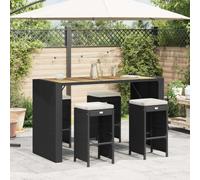 ULUYYUC Lot 4 tabourets de Bar Jardin 40x40x76 cm résine tressée Noir Coussin crème 100% Polyester détachable et Lavable Structure Acier Robustes pour terrasse Balcon Cuisine Camping