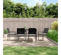 ULUYYUC Lot 6 Chaises de Jardin Résine Tressée Noir 54x62,5x89 cm avec Coussin Gris Clair, Cadre Acier Poudré, Fauteuil Exterieur Robuste et Confortable pour Terrasse Balcon Camping