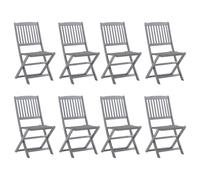 ULUYYUC Lot 8 chaises Pliables en Acacia Gris délavé 48,5x57x91 cm avec Coussin Polyester 40x40x4 cm Pliantes pour Jardin terrasse Balcon Salle à Manger jusqu'à 110 kg