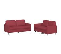 ULUYYUC Lot de 2 canapés de jardin, modernes, petits, en cuir synthétique, avec coussin, bordeaux, pour salon, balcon, chambre d'adolescent, salle à manger