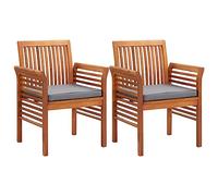 ULUYYUC Lot de 2 chaises de Jardin en Acacia Massif huilé 64 x 60 x 90 cm Assise Profonde Coussin Gris foncé résistant aux intempéries pour terrasse Balcon Salon de Jardin