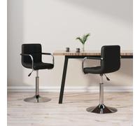 ULUYYUC Lot de 2 Chaises Salle à Manger Pivotantes Noir Similicuir 48x47x71-85 cm Hauteur Réglable Structure Chrome 360° pour Cuisine Salon Bureau