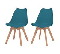 ULUYYUC Lot de 2 Chaises Salle à Manger Turquoise Coque Plastique Ergonomique Dossier Courbe en Bois Massif Similicuir Rembourré 46x51x82 cm Moderne Robuste pour Cuisine Salon Chambre