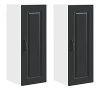 ULUYYUC Lot de 2 étagères murales de cuisine, noires, 30 x 31 x 80 cm, en matériau dérivé du bois, avec 4 portes, 6 étagères, design moderne, robuste et durable, pour cuisine simple, petite cuisine