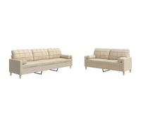 ULUYYUC Lot de 2 grands canapés d'extérieur avec coussin décoratif en tissu crème pour balcon, chambre à coucher, cuisine, salon