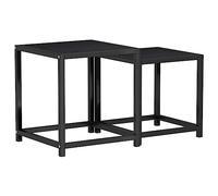 ULUYYUC Lot de 2 tables d'appoint industrielles noires en MDF | Table basse Duo peu encombrante pour salon et chambre à coucher avec structure en métal robuste et plateau en MDF facile