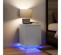 ULUYYUC Lot de 2 tables de chevet avec éclairage LED RVB - En bois - Blanc - 38 x 34 x 50 cm - Design moderne - Grand espace de rangement pour chambre à coucher, salon, couloir