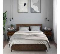 ULUYYUC Lot de 2 tables de chevet - Chêne fumé - 40 x 40 x 55 cm - Insert en bois et verre - Meuble d'appoint moderne avec espace de rangement - Robuste et durable - Pour chambre à coucher, salon