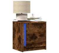 ULUYYUC Lot de 2 Tables de Chevet Chêne Fumé 43x34x45 cm, Bois d'Ingénierie avec Tiroir & LED RVB, Table de Nuit Moderne Rangement Chambre, Petite Table d'Appoint pour Salon, Bureau, Lit