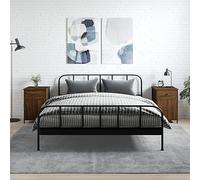 ULUYYUC Lot de 2 Tables de Chevet chêne Marron 40 x 42 x 60 cm en Bois d ingénierie et Fer Cadre Industriel avec Espace Rangement Ajustable pour Chambre Salon Bureau