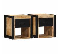 ULUYYUC Lot de 2 tables de chevet en bois de manguier massif - 40 x 35 x 40 cm - Avec fixation murale - Design moderne - Espace de rangement et durabilité - Pour chambre à coucher, salon, couloir