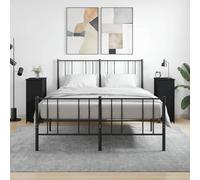 ULUYYUC Lot de 2 tables de chevet - En bois et fer - 2 compartiments - Pieds réglables en hauteur - Design industriel - Pour chambre à coucher, salon, couloir - Noir - 32 x 42 x 80 cm