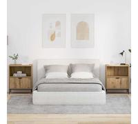 ULUYYUC Lot de 2 tables de chevet en chêne artisanal - Design moderne - 49 x 36 x 61 cm - Matériau du bois avec tiroir et étagère - Pieds en acier robuste - Grand espace de rangement pour chambre à