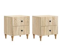 ULUYYUC Lot de 2 tables de chevet en chêne Sonoma avec tiroirs pour chambre à coucher, petite table d'appoint pour lit à sommier tapissier, 43 x 34,5 x 48 cm