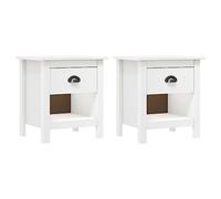 ULUYYUC Lot de 2 tables de chevet en pin massif - Blanc - 46 x 35 x 49,5 cm - Mobilier d'appoint moderne avec tiroir et étagère - Pour chambre à coucher, salon, couloir